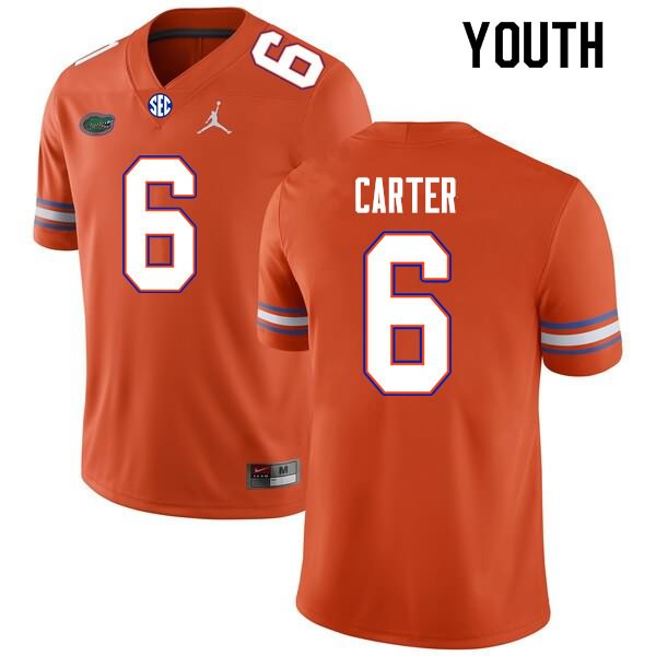 NCAA Florida Gators Zachary Carter Youth #6 Nike Orange Stitched Authentic College Football Jersey NUA5264BZ